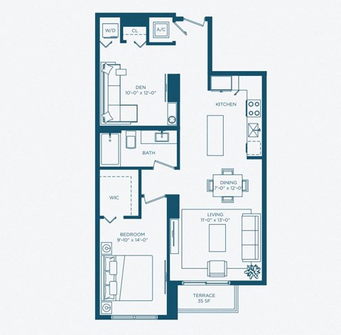 bedroom floor plan | the apartments by the sloane club at Regatta at New River, Florida
